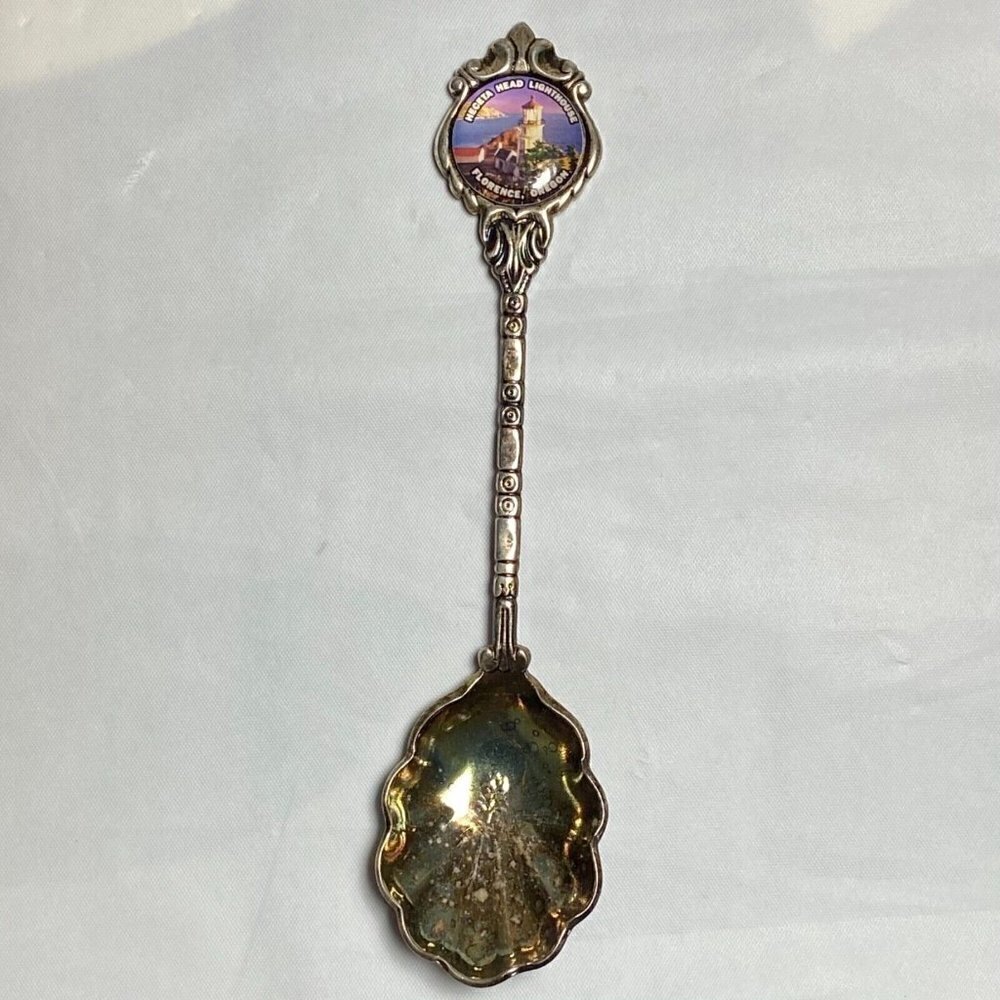 Heceta Head Lighthouse Souvenir Spoon Florence Oregon 4.5" Silver Plate RARE